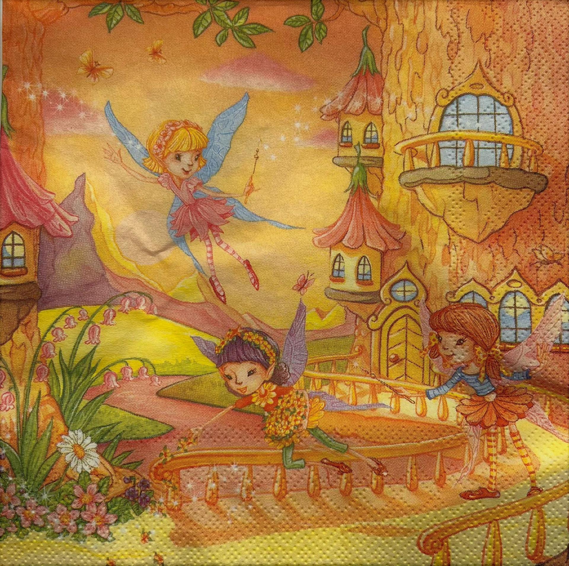 Tovaglioli per decoupage fatine arti e grafica busta da 2 pezzi 33x33 cm