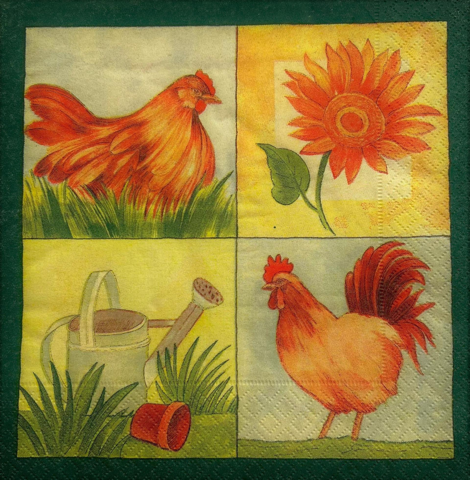 tovaglioli per decoupage gallo e gallina arti e grafica busta da 2 pezzi 33x33 cm