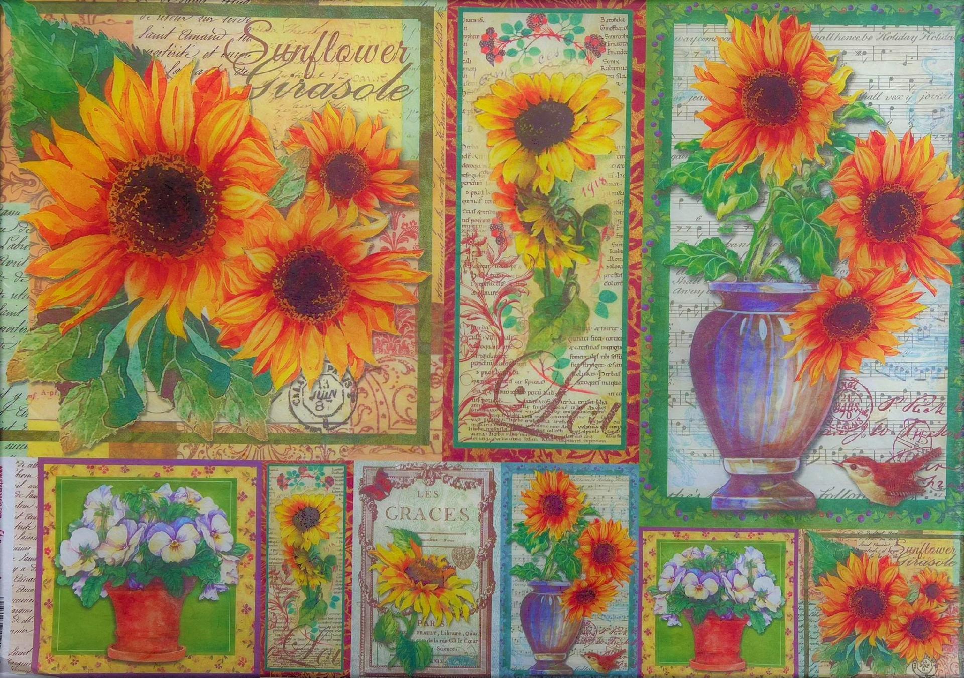 Carta riso girasoli stamperia 1 foglio 33x48 (cm)