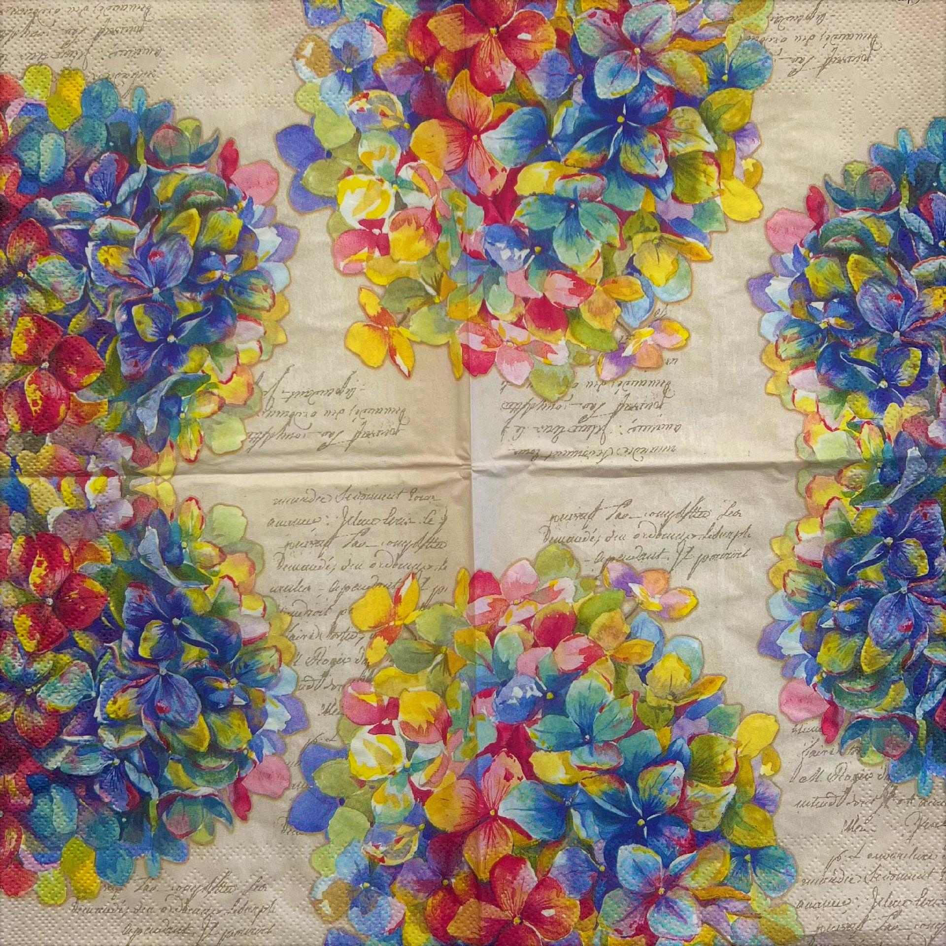 tovaglioli per decoupage ortensie arti e grafica busta da 2 pezzi 33x33 cm