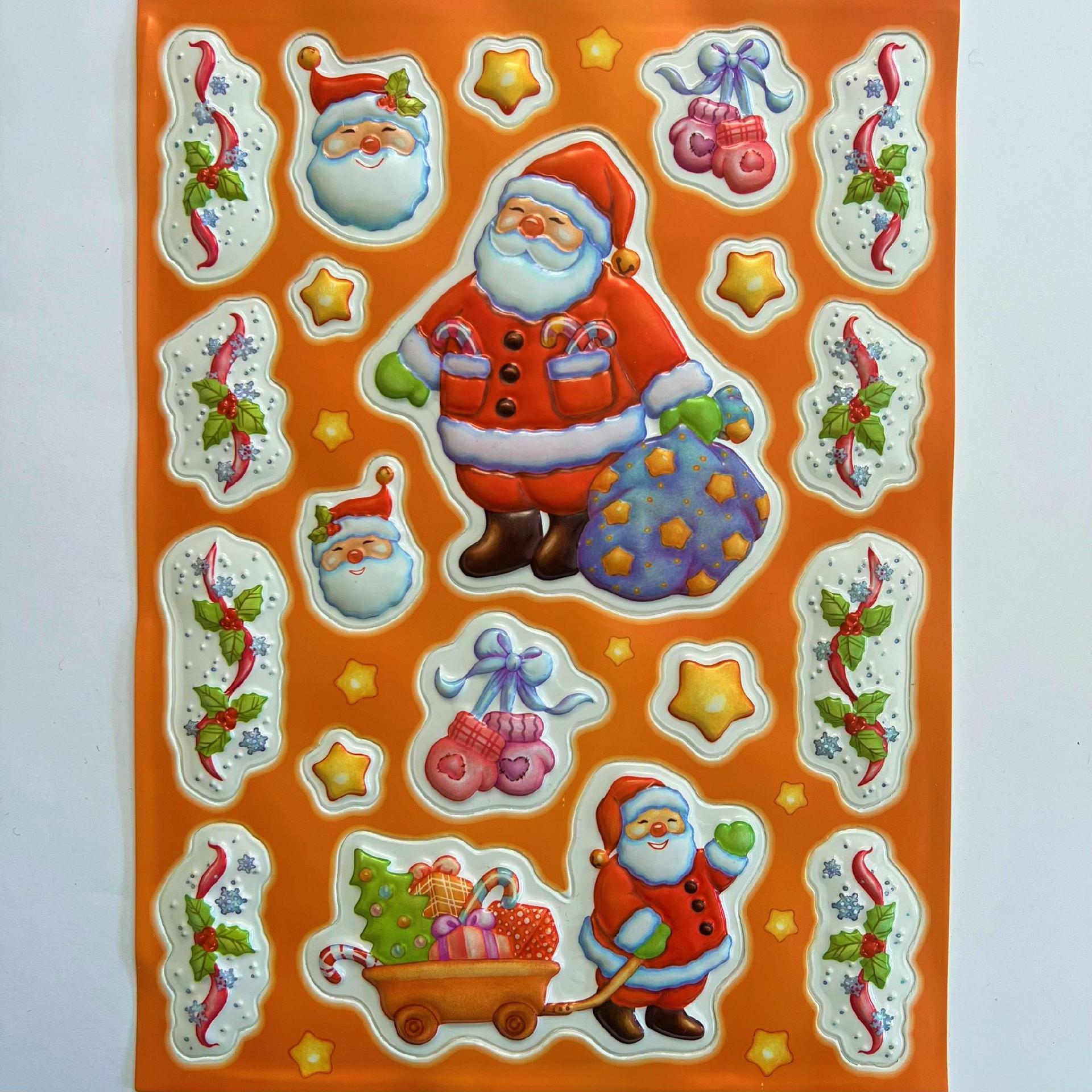decorazione per finestra babbi natali  e addobbato 3D comarco busta da 1 pezzo 20 x 30 cm