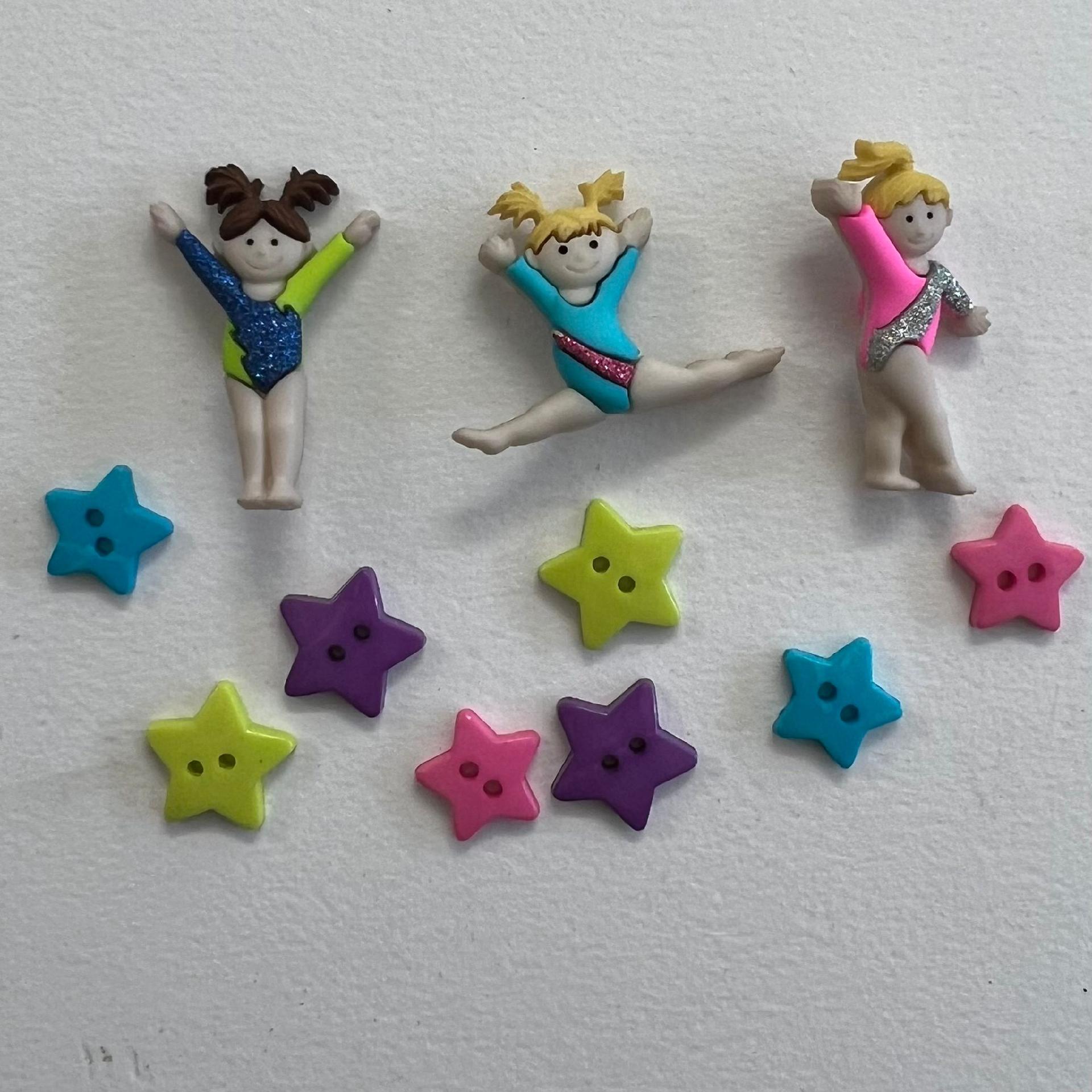Bottoni decorativi in resina fantasia ginnastica artistica Stafil busta da 10pezzi di 3 cm x 1,5 cm