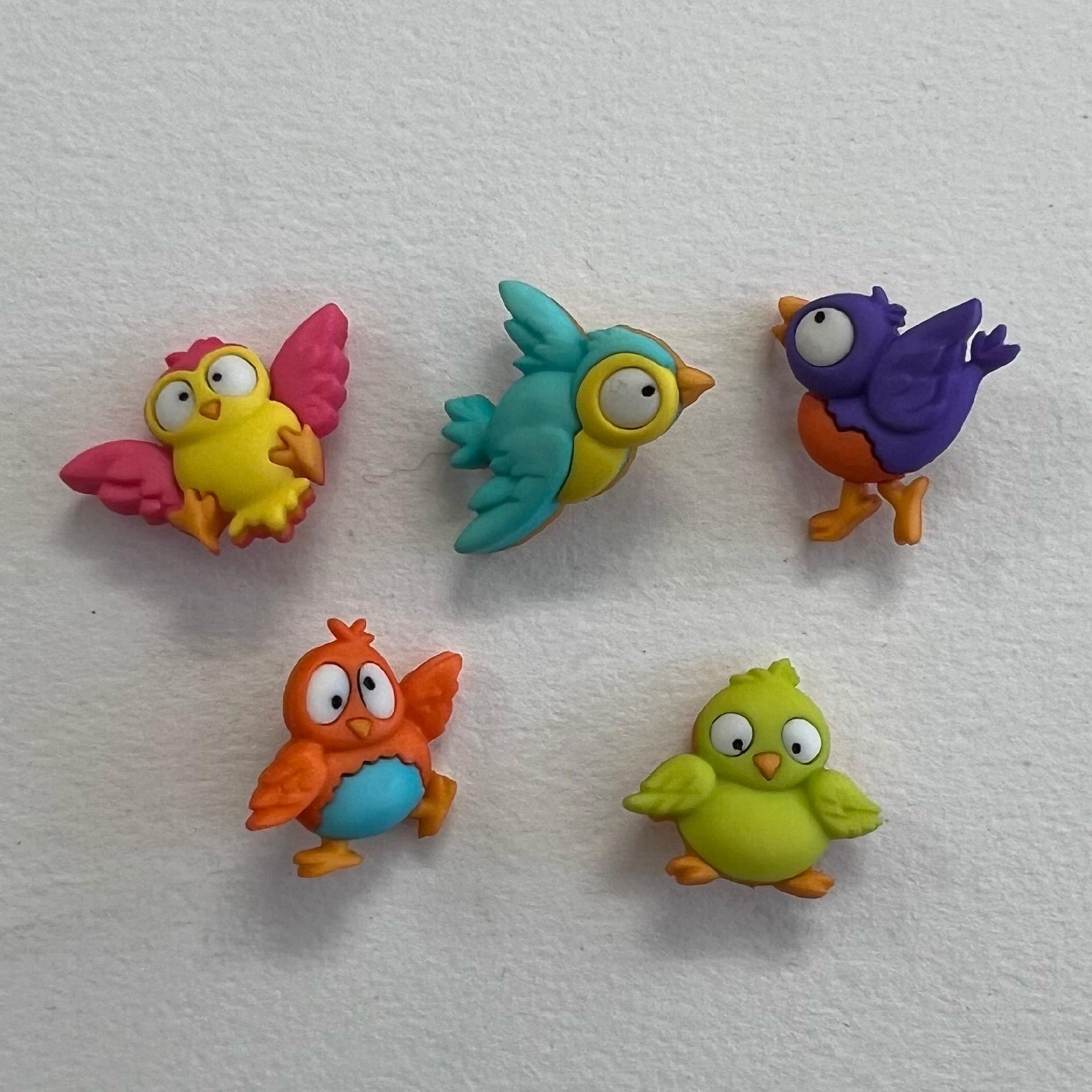 Bottoni decorativi in resina - a forma allegri gufetti Stafil 5pezzi per 2 cm circa