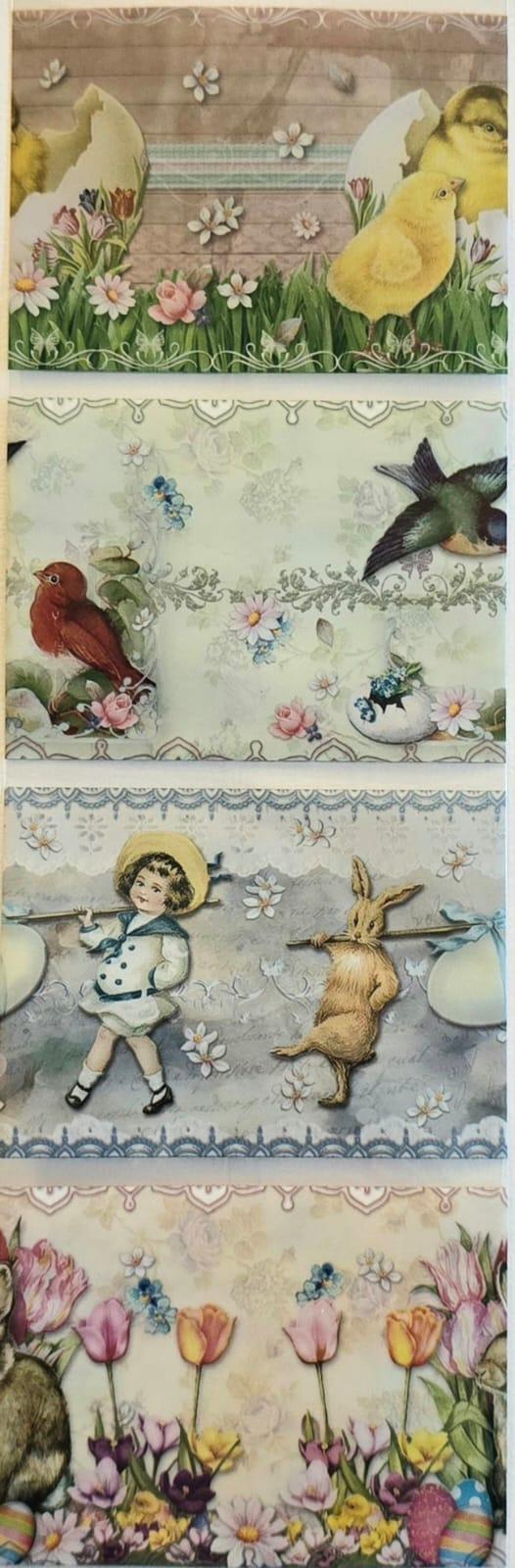 Pellicola Termoretraibile a tema pasquale con pulcino, bimba e coniglio stafil Diametro 8 cm x 5,5 cm