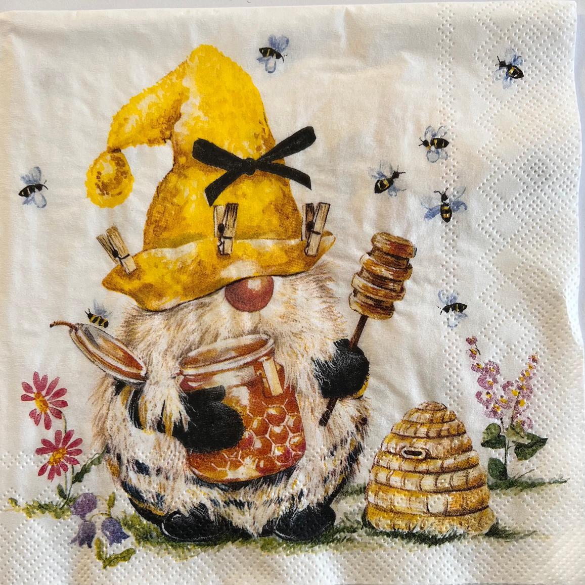 Tovaglioli per decoupage con Gnomo e Miele arti e grafica busta da 2 pezzi 25 x 25 cm