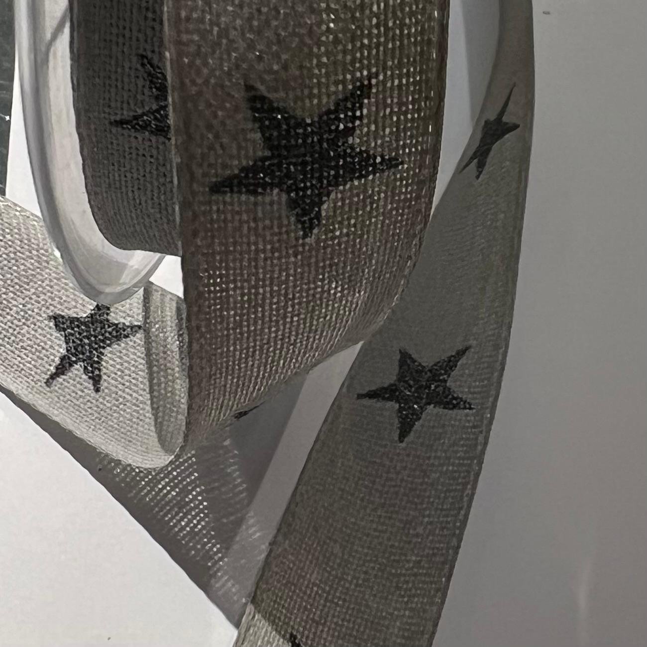 Nastro natalizio grigio con stelle argento Stafil 15mm x 1mt