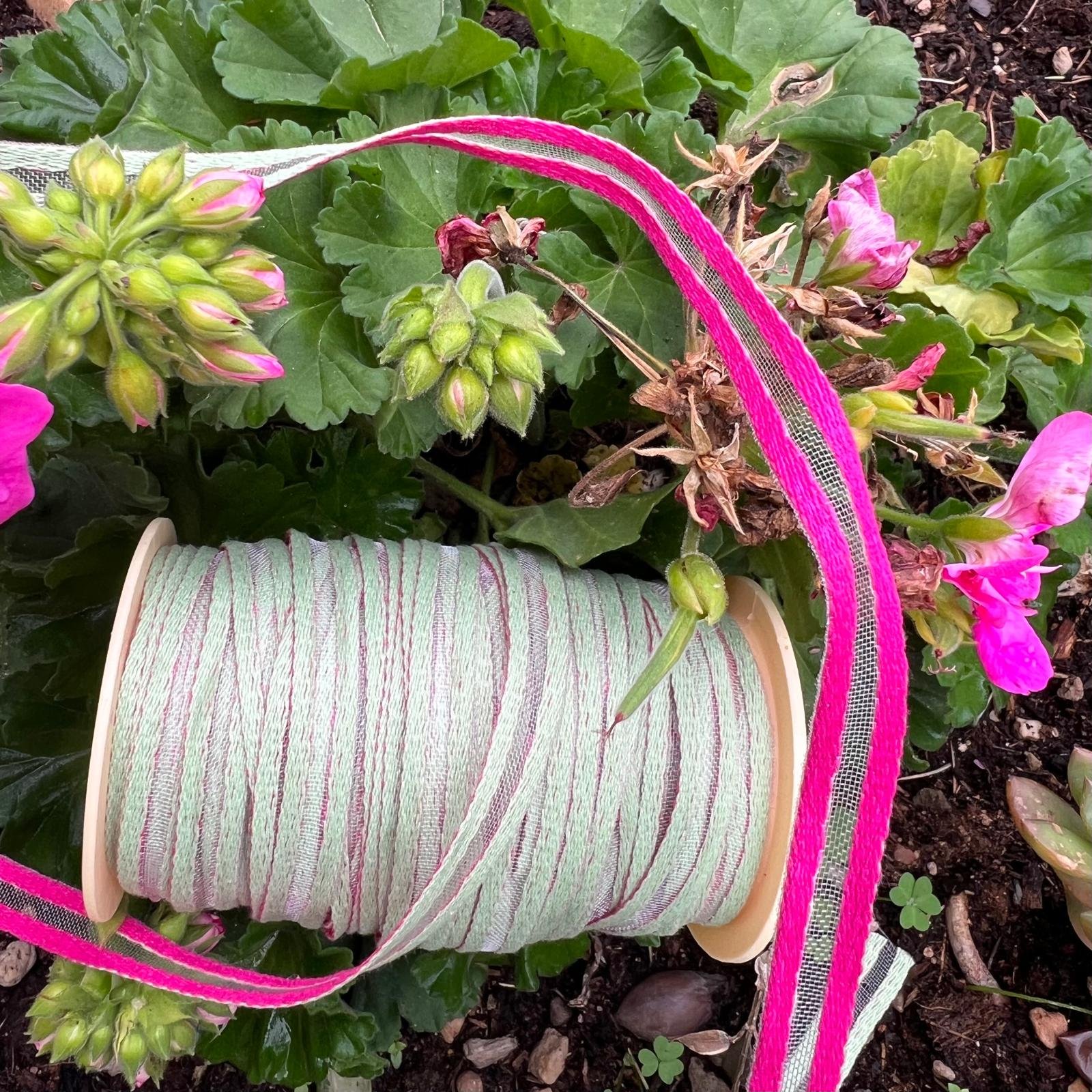 nastro double face fucsia e verde pastello brizzolari 10mm x 1 metro