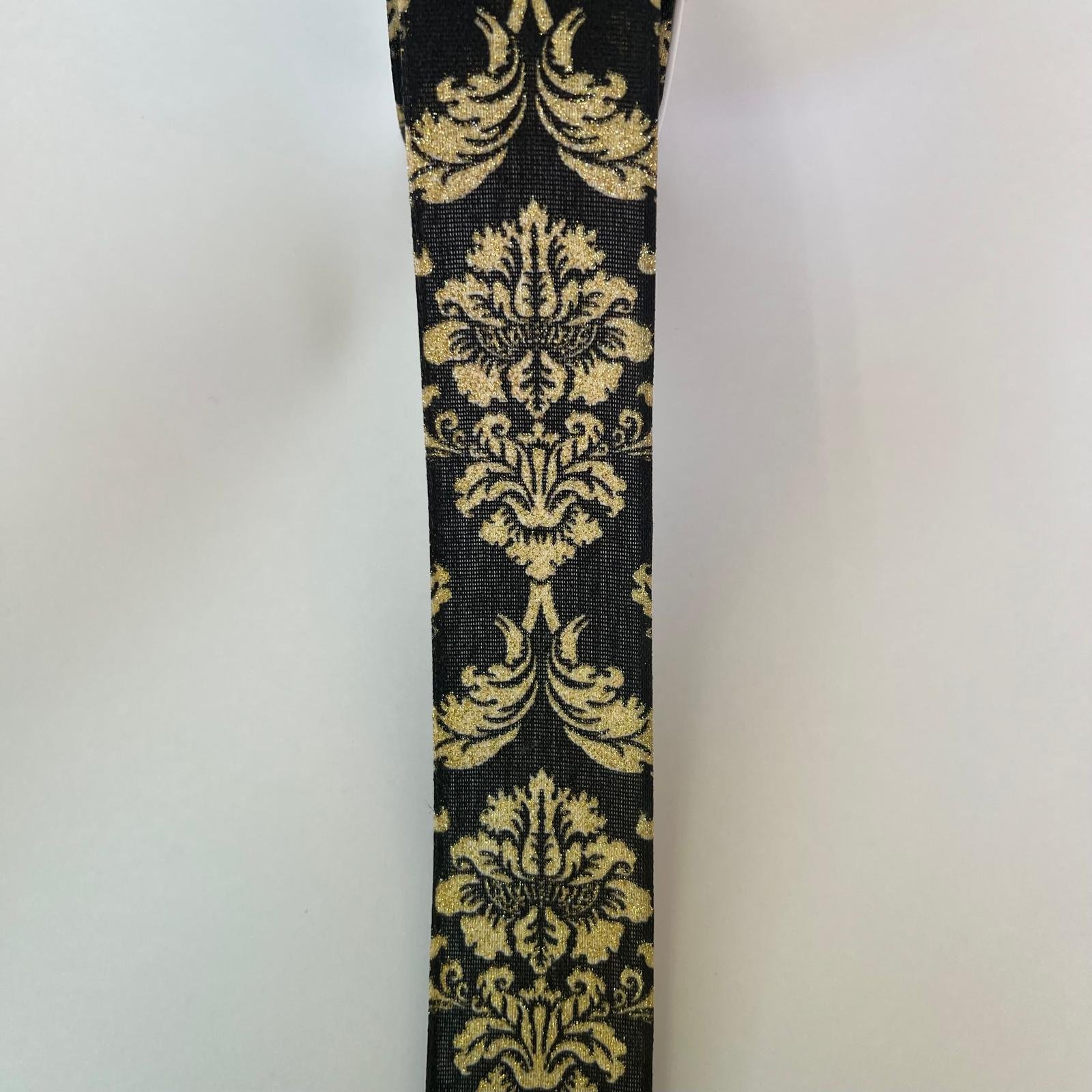 nastro nero con decori classici oro Goldina 40 mmx 1 mt