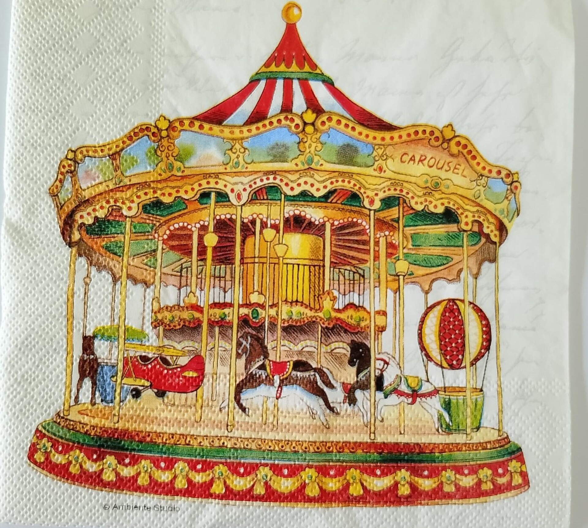 tovaglioli per decoupage giostra ambiente busta da 2 pezzi 33x33