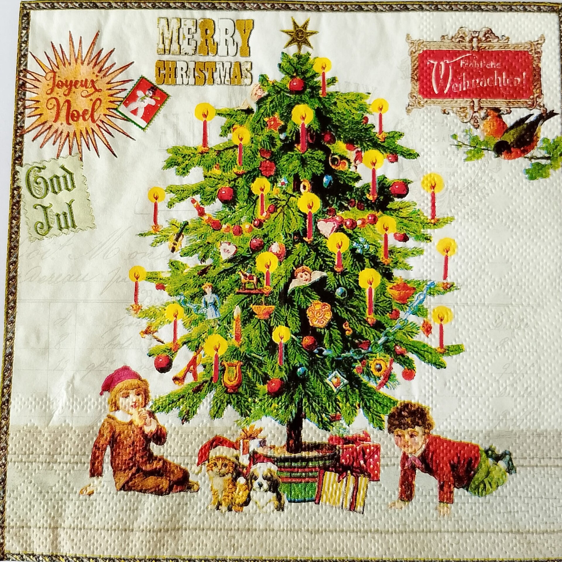 tovaglioli per decoupage albero vittoriano ambiente