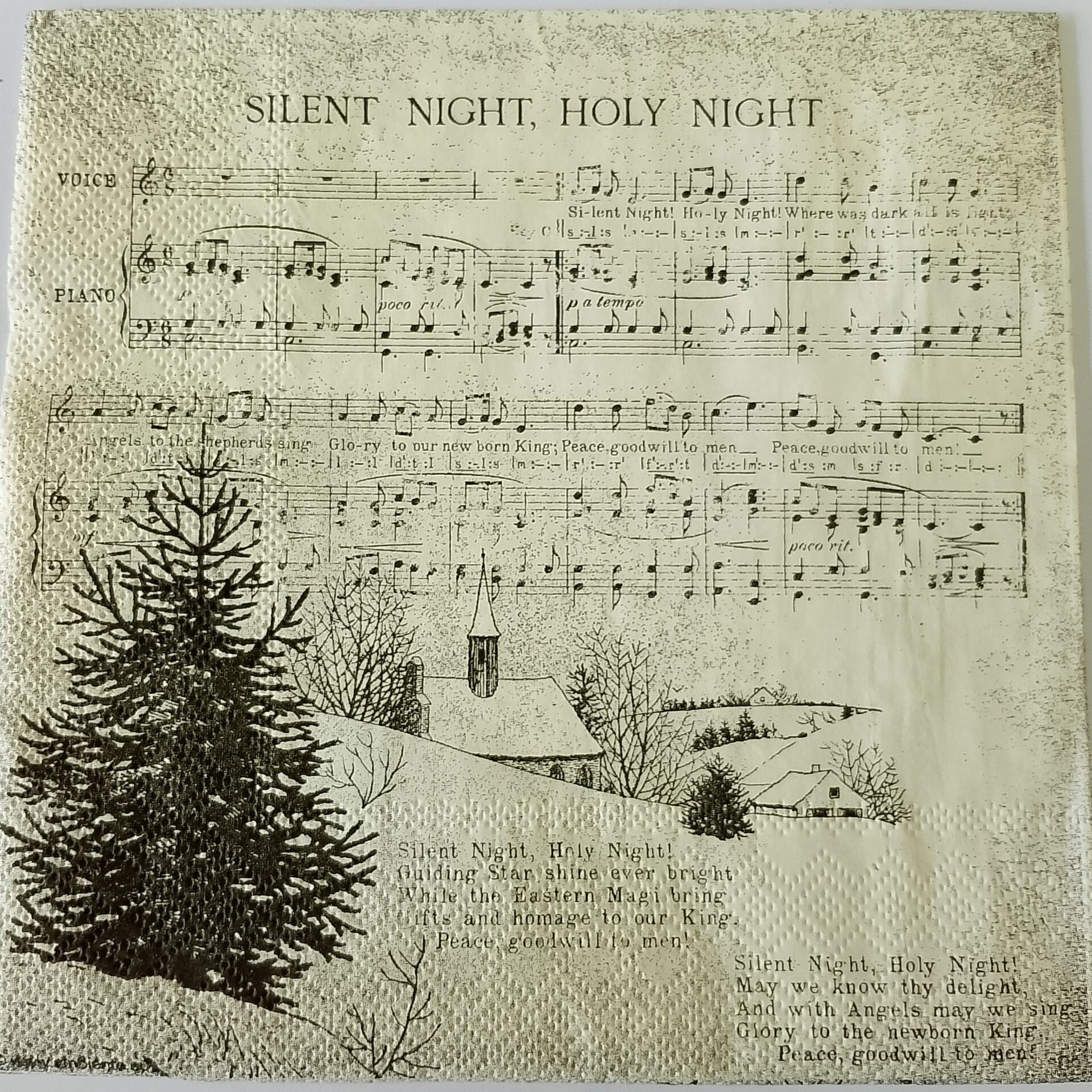 tovaglioli per decoupage note musicali silent night arti e grafica busta da 2 pezzi 33x33
