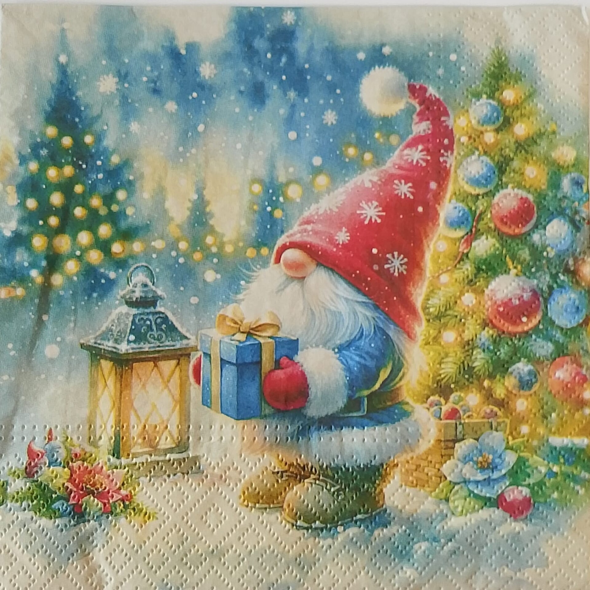 tovaglioli per decoupage gnomo con lanternaar arti e grafica busta da 2 pezzi 33x33