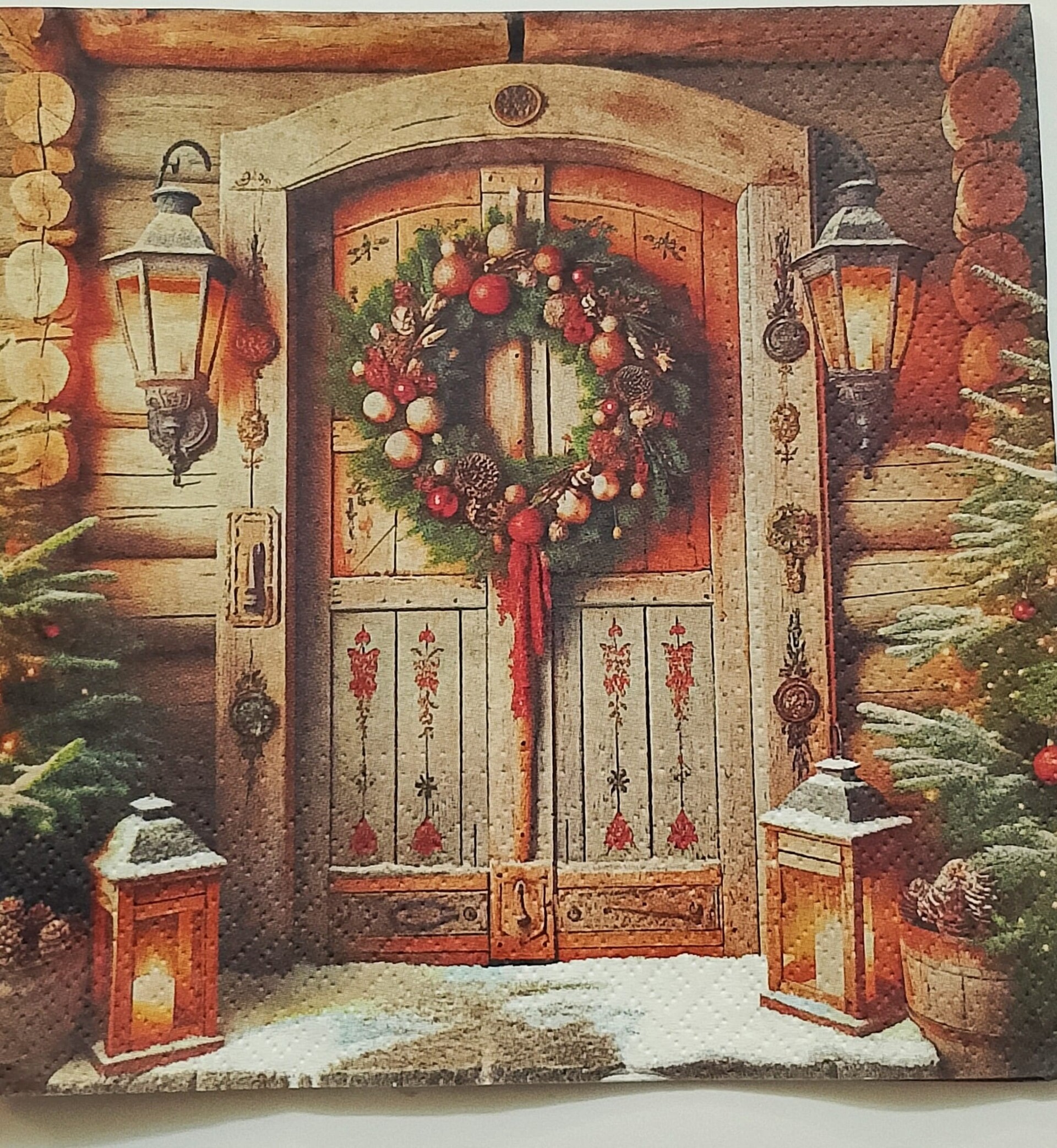 tovaglioli per decoupage natalizio ghirlanda su porta rustica arti e grafica busta da 2 pezzi 33x33