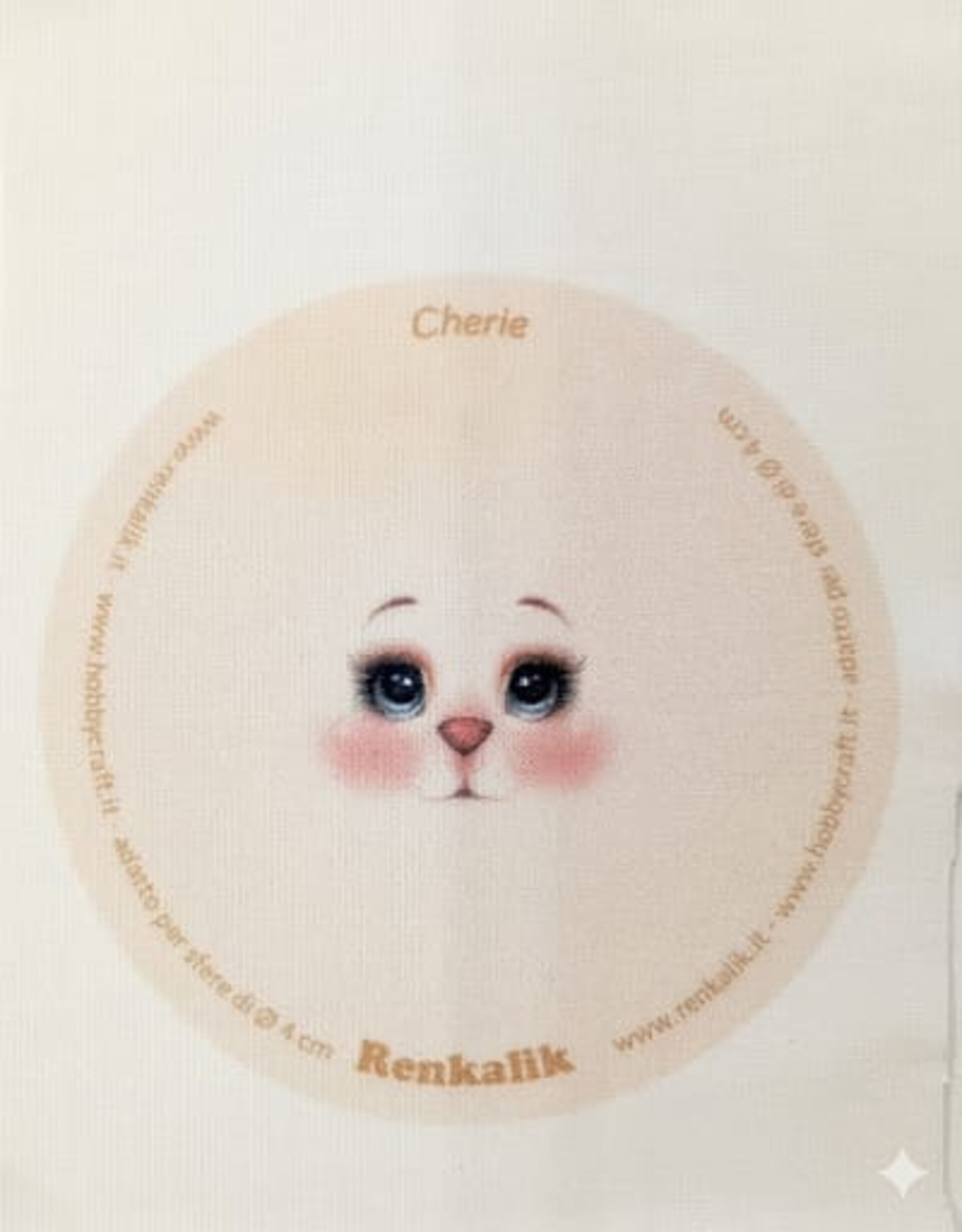 faccina tessuto in maglina Cherie diametro 7,5cm renkalik busta da 3 pezzi