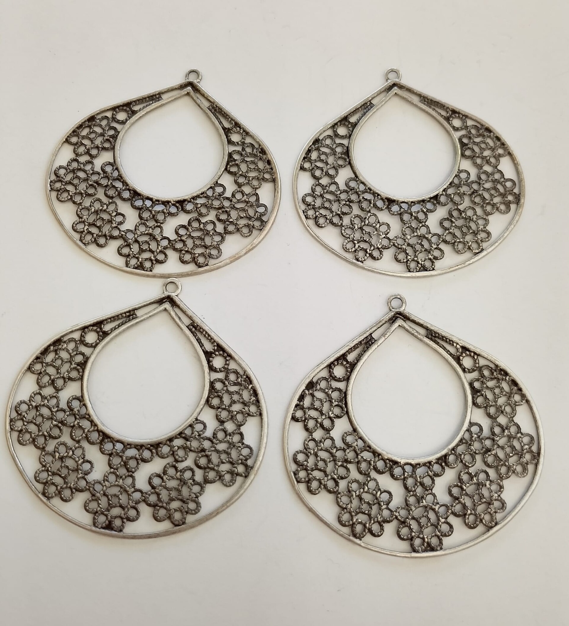 Coppia orecchino goccia filigrana mm 40 argento antico menoni busta da 2 coppie