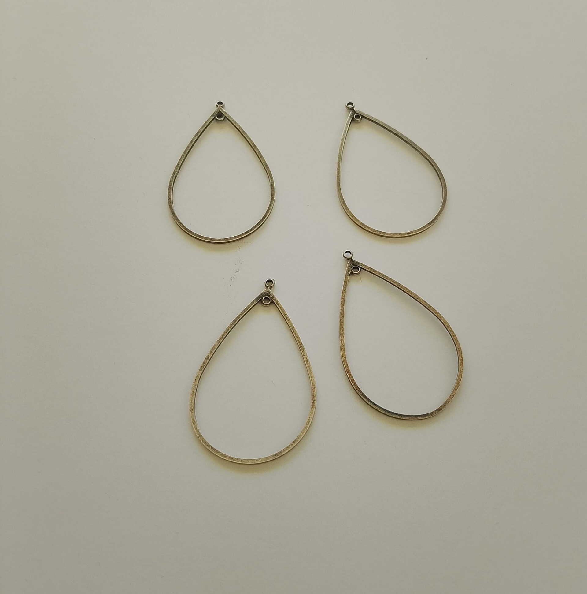 ovali per orecchini a goccia con foro centrale per perle argento 43 mm x 26 mm menoni busta da 4 pezzi