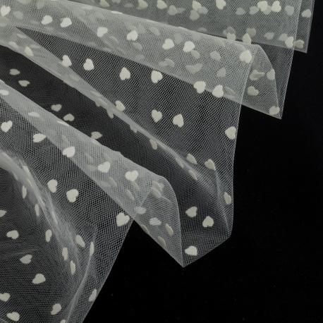 Tulle bianco con cuori H 1.50mt x 50cm arti e grafica tessuto