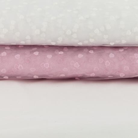 Tulle bianco con cuori H 1.50mt x 50cm arti e grafica tessuto