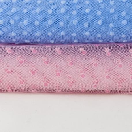 Tulle azzurro a pois H 1.50 mt x 50cm arti e grafica tessuto