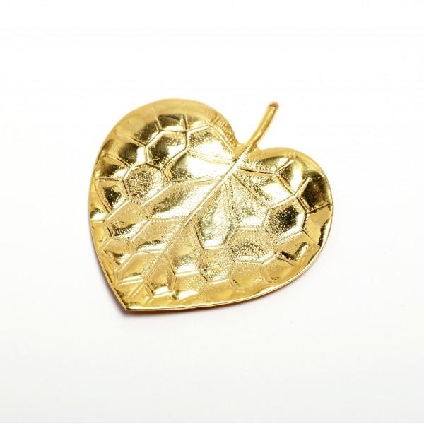 Ciondolo foglia ciclamino colore oro c/foro menoni busta da 5 pezzi 50mm x 45mm