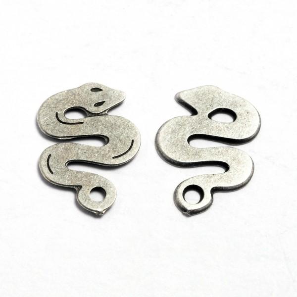 Ciondolo serpente argento antico  15mm menoni busta da 10 pezzi
