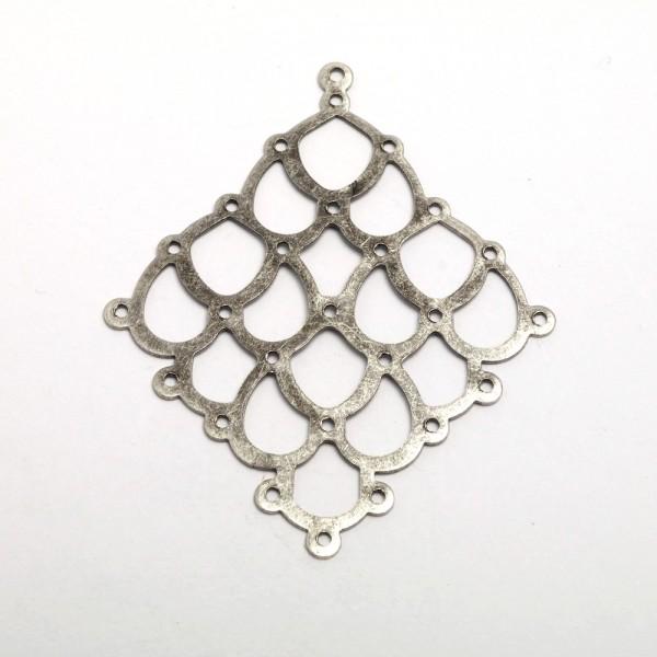 Ciondolo griglia c/anelli colore argento antico menoni busta da 4 pezzi