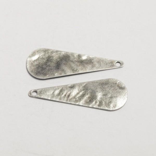 Pendente goccia martellato c/foro  argento antico chiaro menoni busta da 10 pezzi