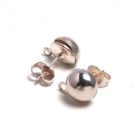 Coppia di bottoni orecchino colore argento menoni busta da 5 coppie