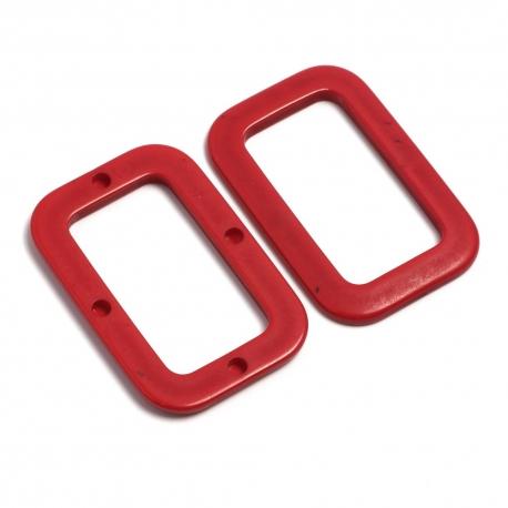 rettangolo in  resina rossa 45x30mm mabel busta da 10 pezzi