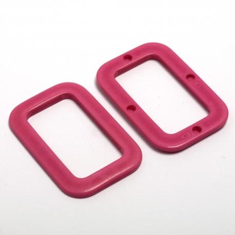 Perla in resina fucsia rettangolare 45x30mm mabel busta da 10 pezzi