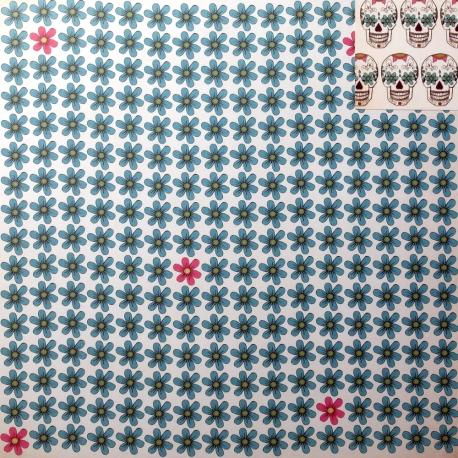 Carta da scrapbooking  fantasia fiori e teschi stamperia foglio