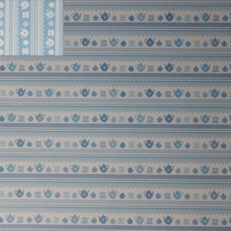 Carta da scrapbooking tazzine celesti stamperia foglio