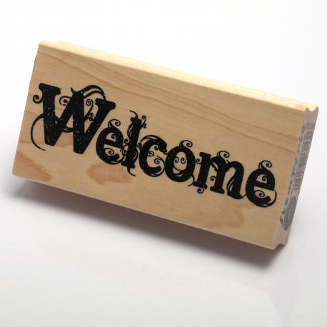 Timbro Welcome da Scrapbooking Stamperia in silicone 10 x 5 cm