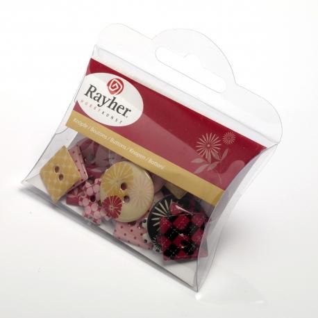 Bottoni decorativi in carta e resina rayer busta da  30 pezzi 1,5x3cm