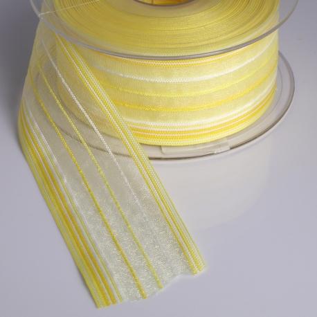 Nastro  organza a righe gialle e bianche Stafil 40mm