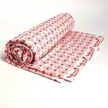 tessuto  bianco con decori rossi TANTE EMA 130X30CM