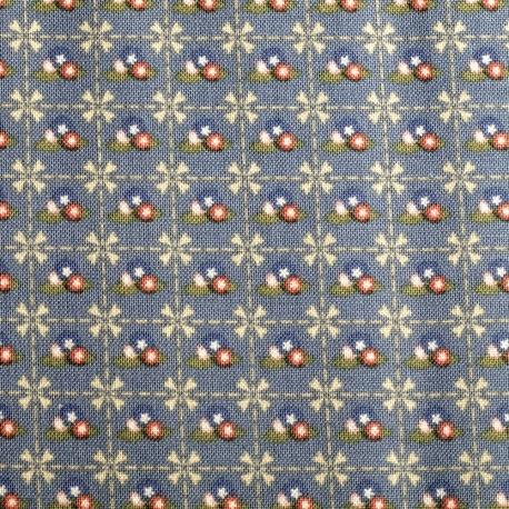 Tessuto americano celeste con fiori stilizzati HFT 140x100cm