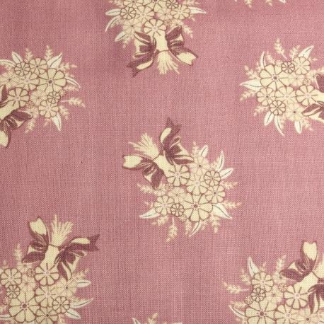 Tessuto americano rosa antico con mazzolini fiori HFT 140x100 cm