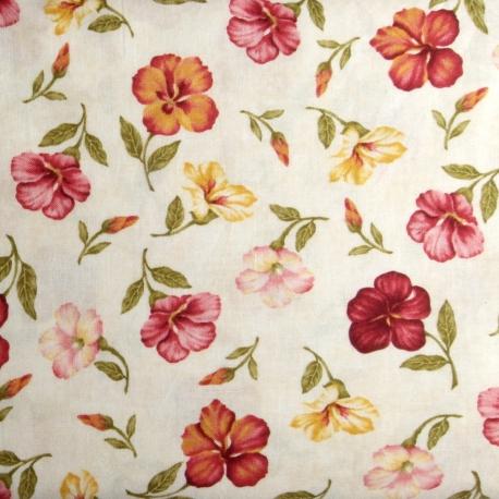 Tessuto americano con fiori rosa, fucsia e arancio arti e grafica 110x30cm
