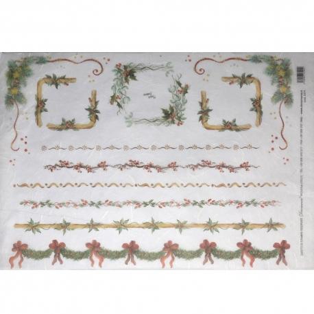 Carta riso ghirlande natalizie decomania 33x48