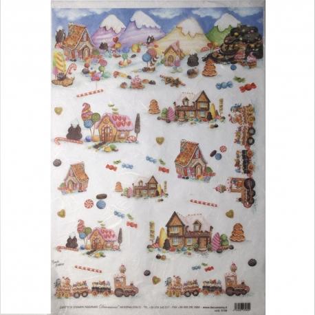 Carta riso case di marzapane decomania 33x48