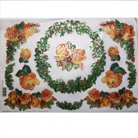 Carta riso vischio e rose stamperia 33x48