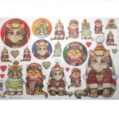 Carta riso gatti con cappelli stamperia 33x48