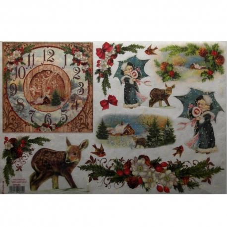 Base orologio con cerbiatto e bimba stamperia 33x48
