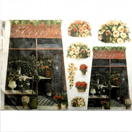 Carta riso tegola fiori stamperia 33x48