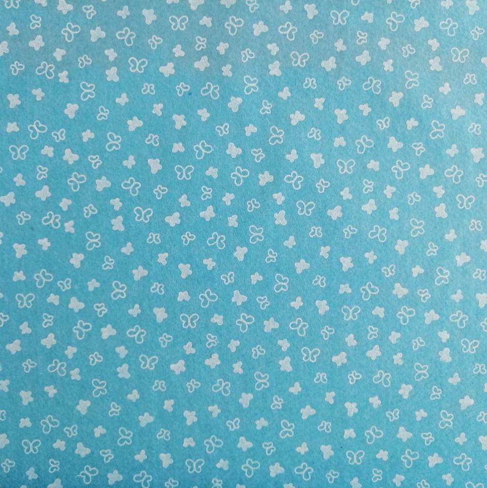 Pannolencio turchese con farfalline bianche stafil 90x50cm