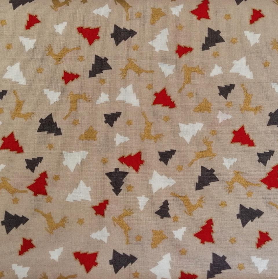 Stoffa Natalizia con alberelli e renne stafil H 140cmx 0.50 cm stoffe