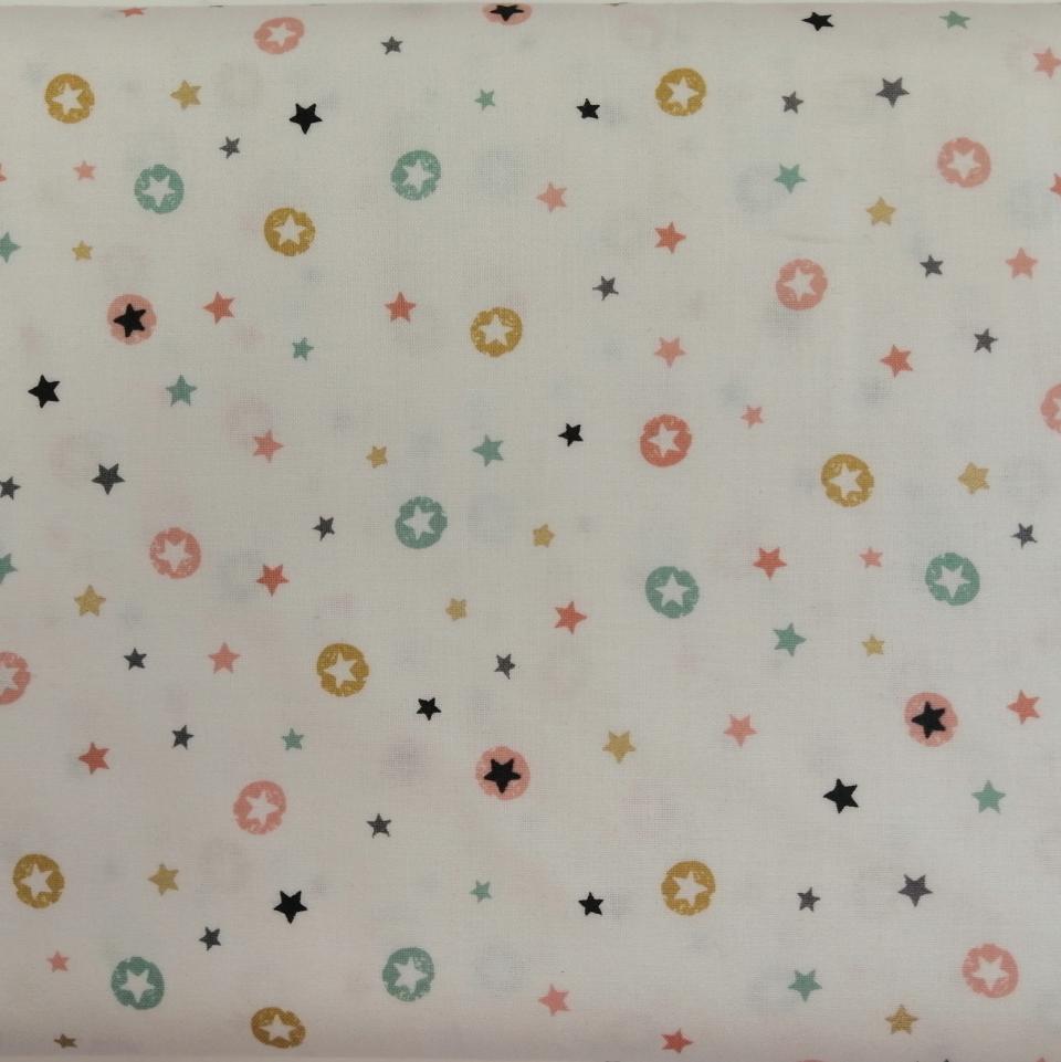 Stoffa Natalizia fantasia stelline colorate stafil H 120 cm x 30cm