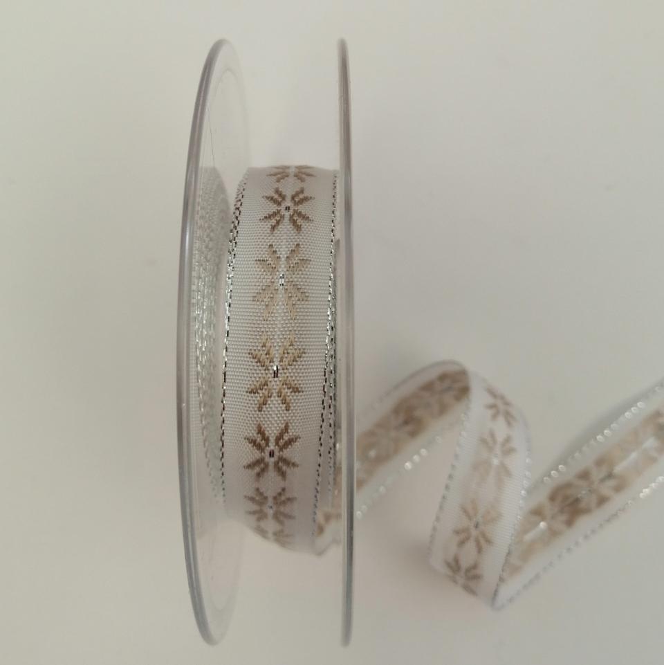 nastro bianco con fiori stilizzati Stafil 15 mm x 1 metro
