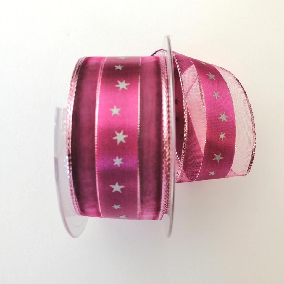 Decoro stelline centrali Stafil fondo glicine organza trasparente